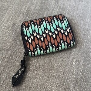 Vera Bradley Teal and Brown Geometric Cardholder Wallet